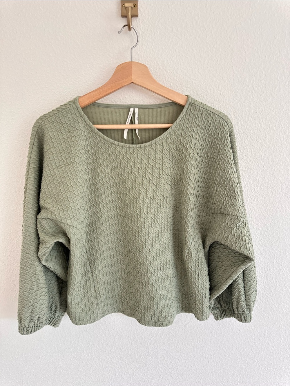 Anthropologie Ribbed Sage Green Knit Top